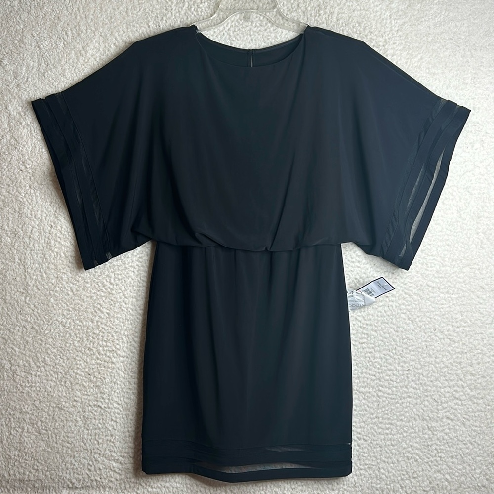 NWT Jessica Howard Womens Black Dolman Sleeve Blouson Dress 10P PETITE